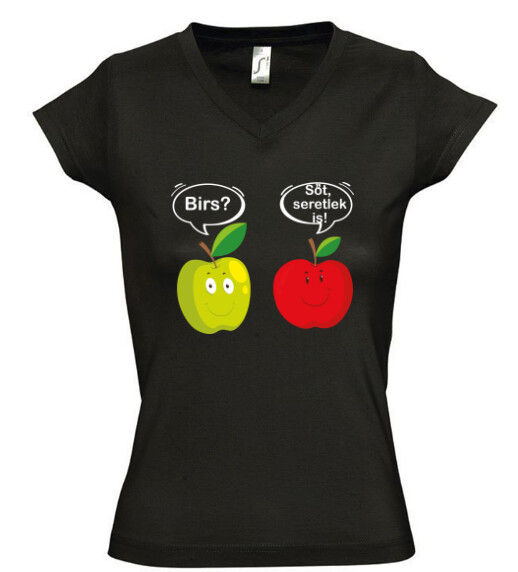 Női V nyakú póló