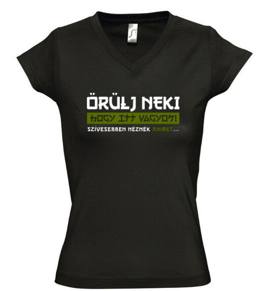Női V nyakú póló
