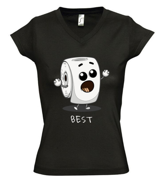 Női V nyakú póló