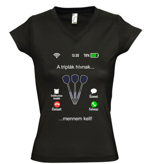 Női V nyakú póló