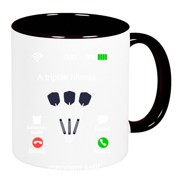 Színes fülű és belsejű bögre