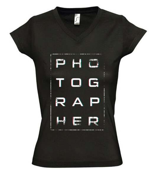 Női V nyakú póló