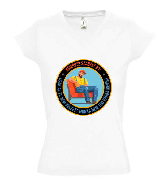 Női V nyakú póló