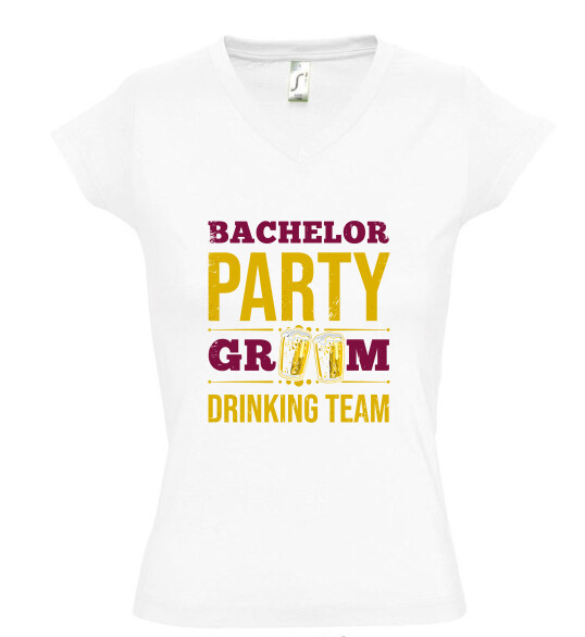 Női V nyakú póló