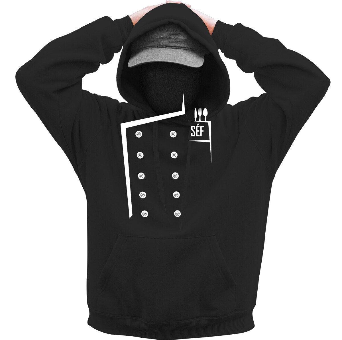 Kapucnis belebújós pulóver