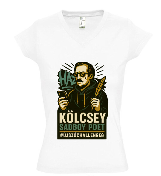 Női V nyakú póló