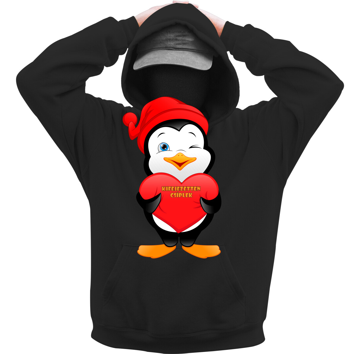 Kapucnis belebújós pulóver