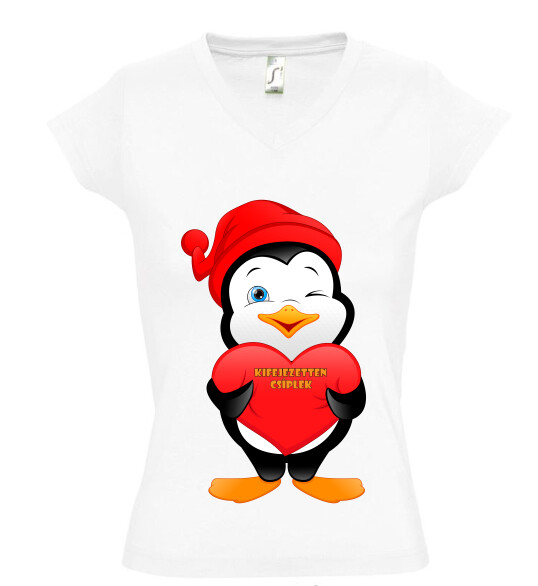 Női V nyakú póló