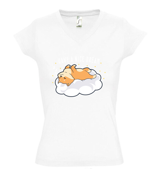 Női V nyakú póló