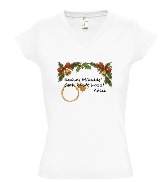 Női V nyakú póló