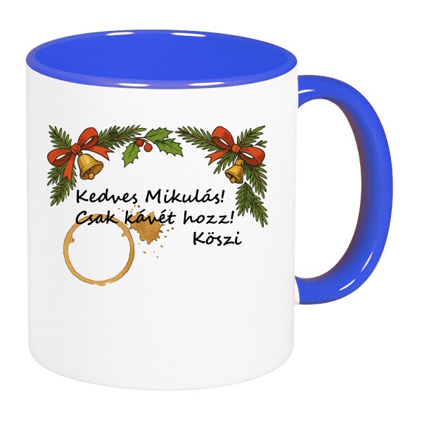 Színes fülű és belsejű bögre