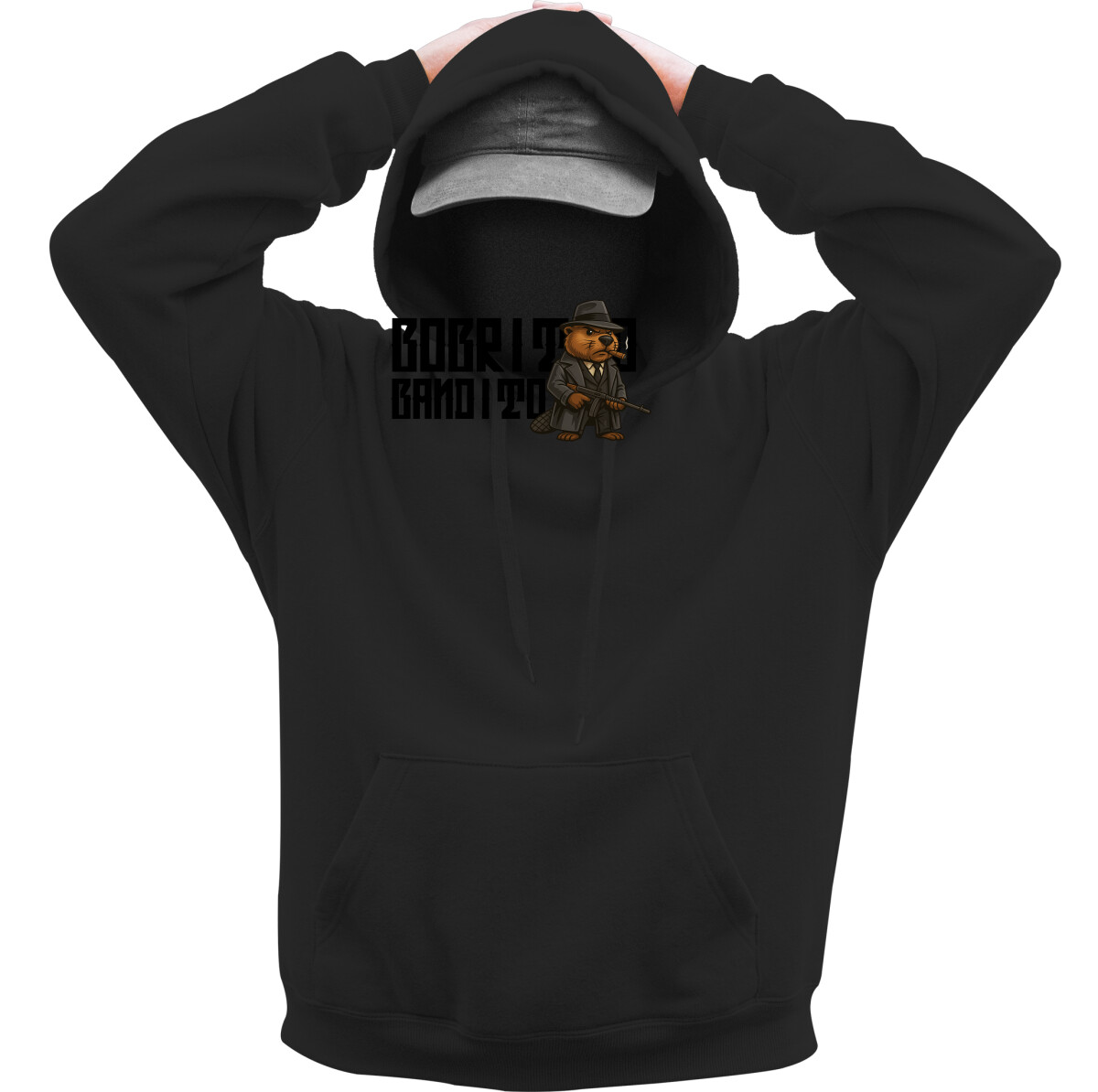 Kapucnis belebújós pulóver