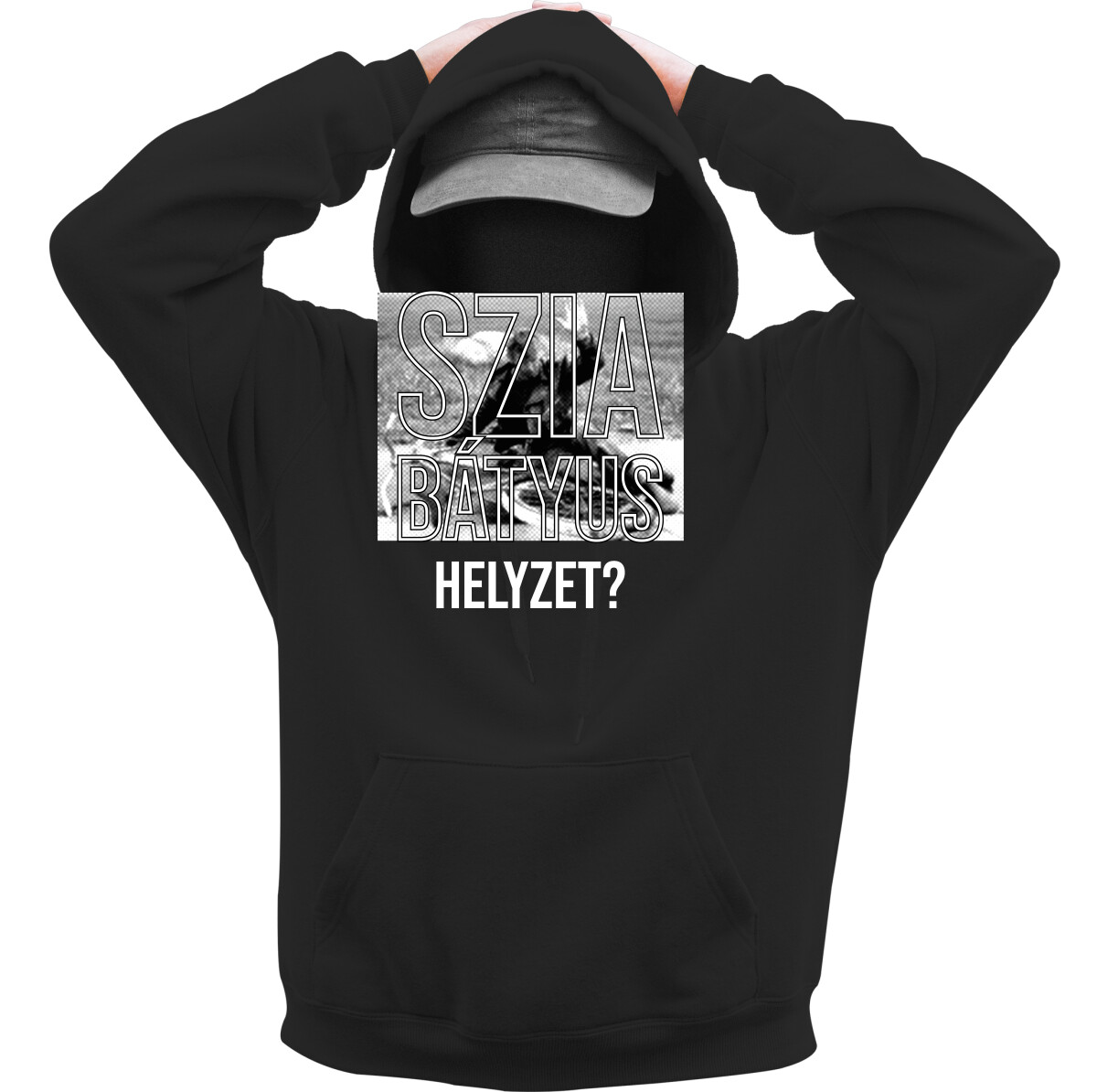 Kapucnis belebújós pulóver