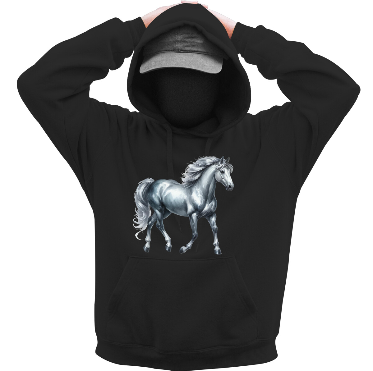 Kapucnis belebújós pulóver