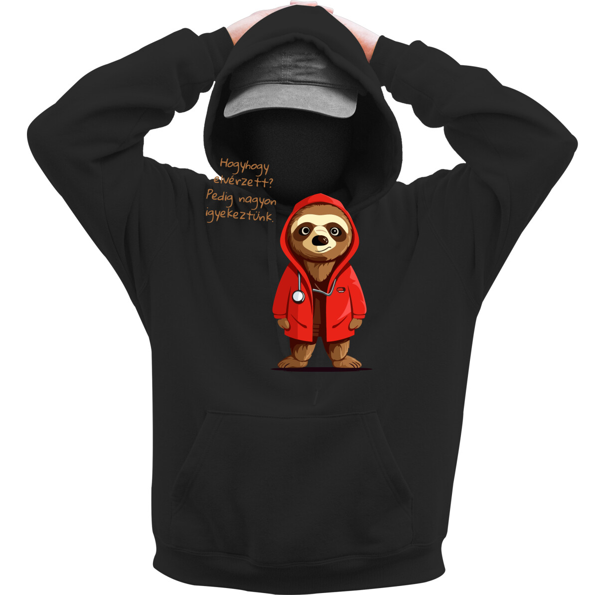 Kapucnis belebújós pulóver