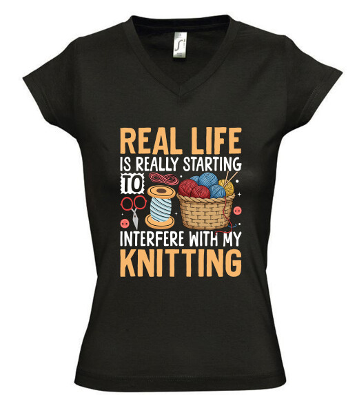 Női V nyakú póló