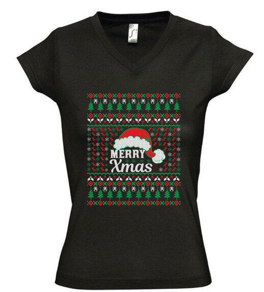 Női V nyakú póló