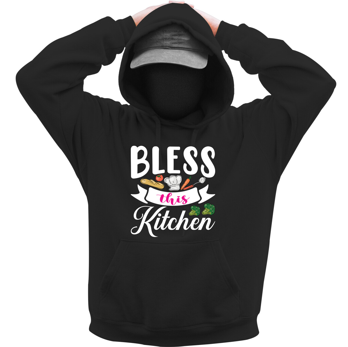 Kapucnis belebújós pulóver