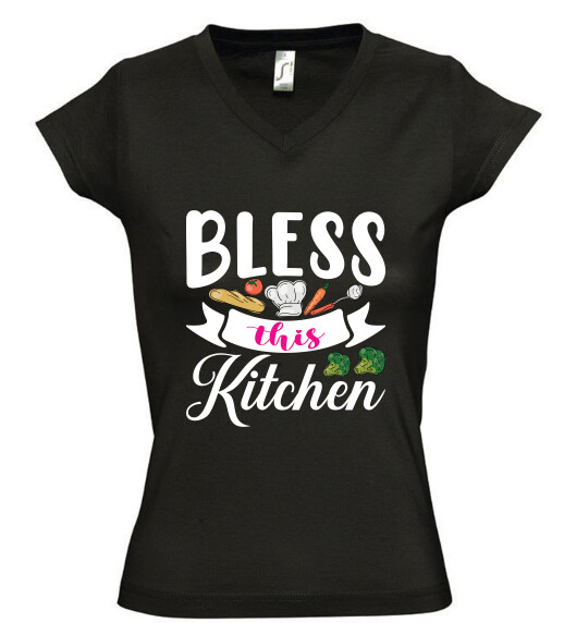 Női V nyakú póló