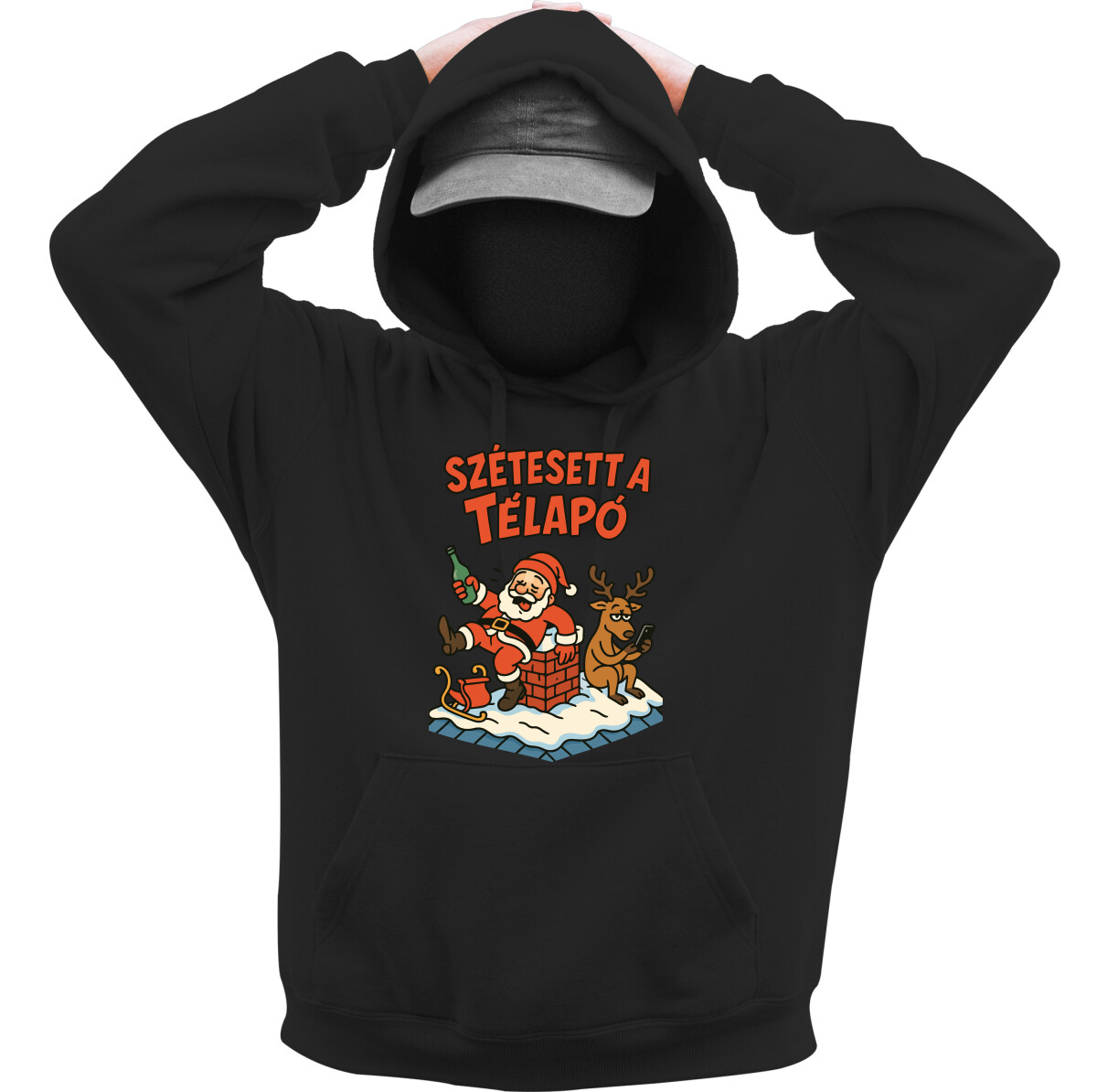 Kapucnis belebújós pulóver