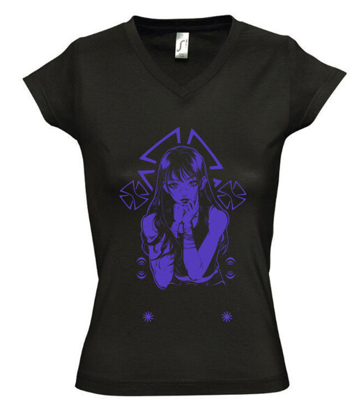 Női V nyakú póló