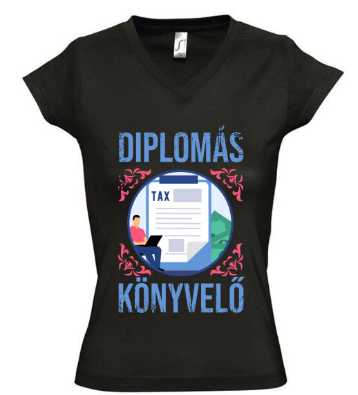 Női V nyakú póló