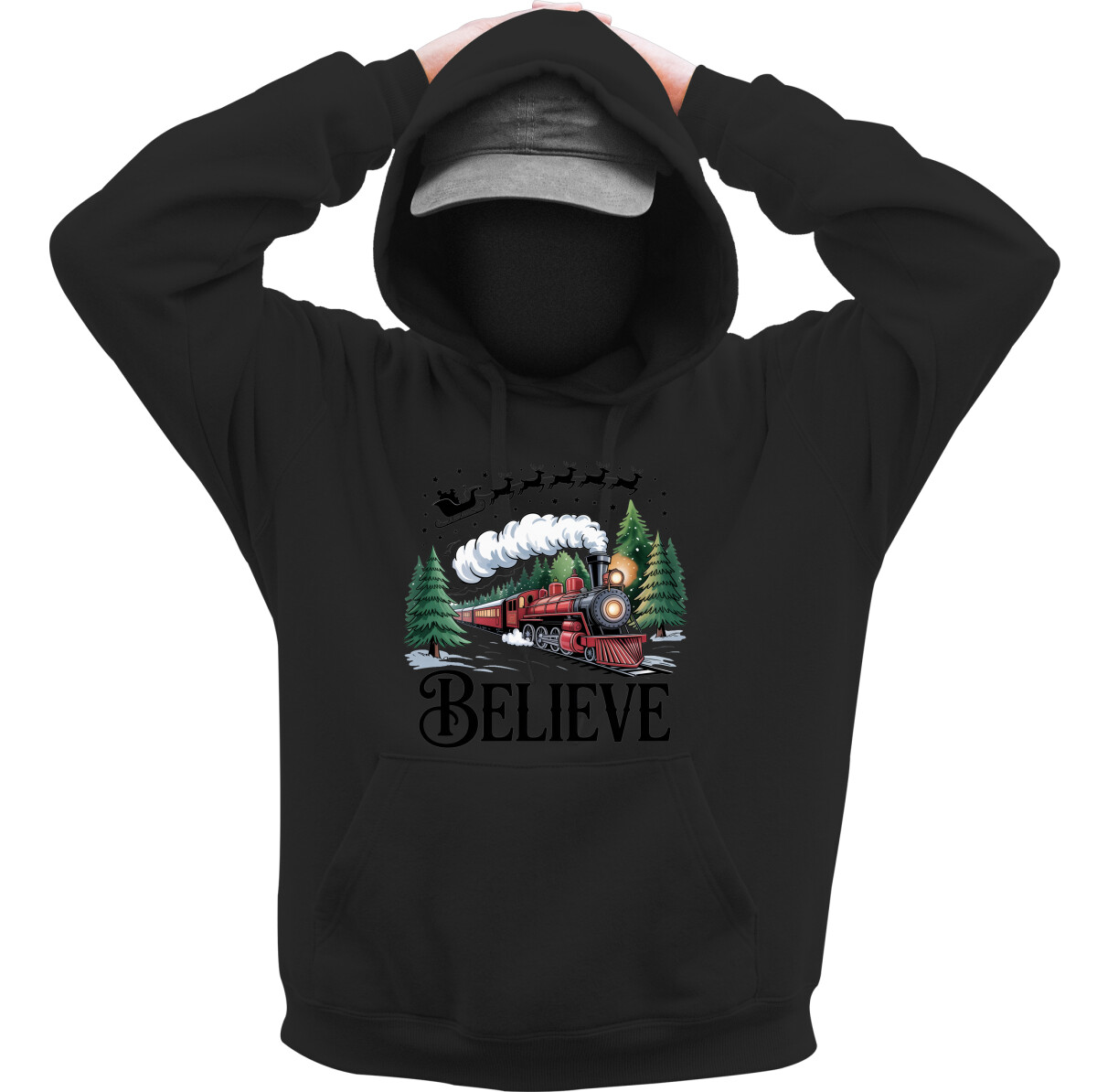 Kapucnis belebújós pulóver