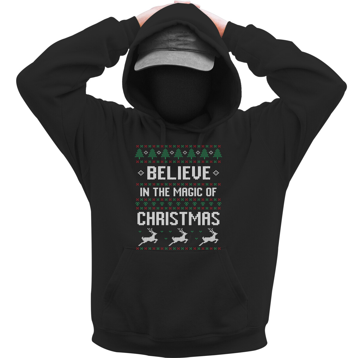 Kapucnis belebújós pulóver