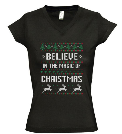 Női V nyakú póló