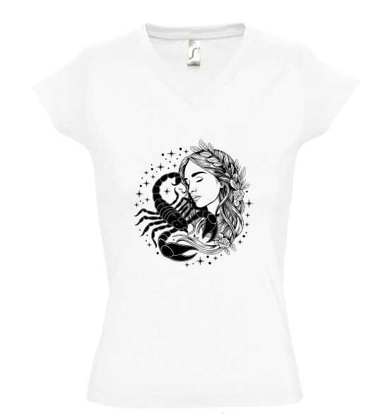 Női V nyakú póló