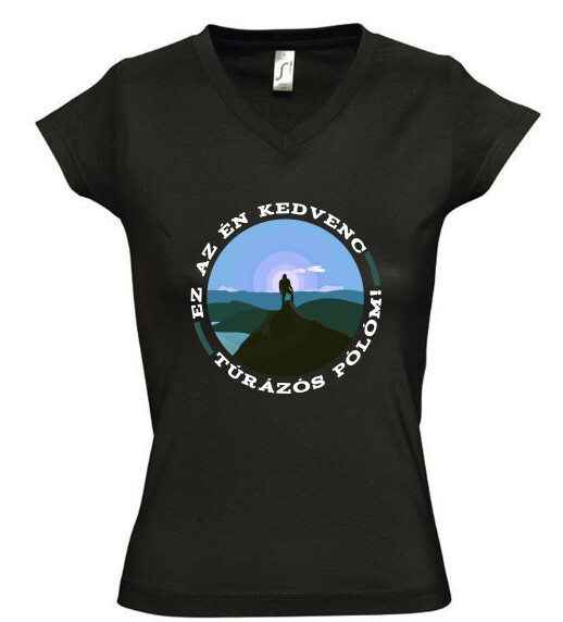 Női V nyakú póló