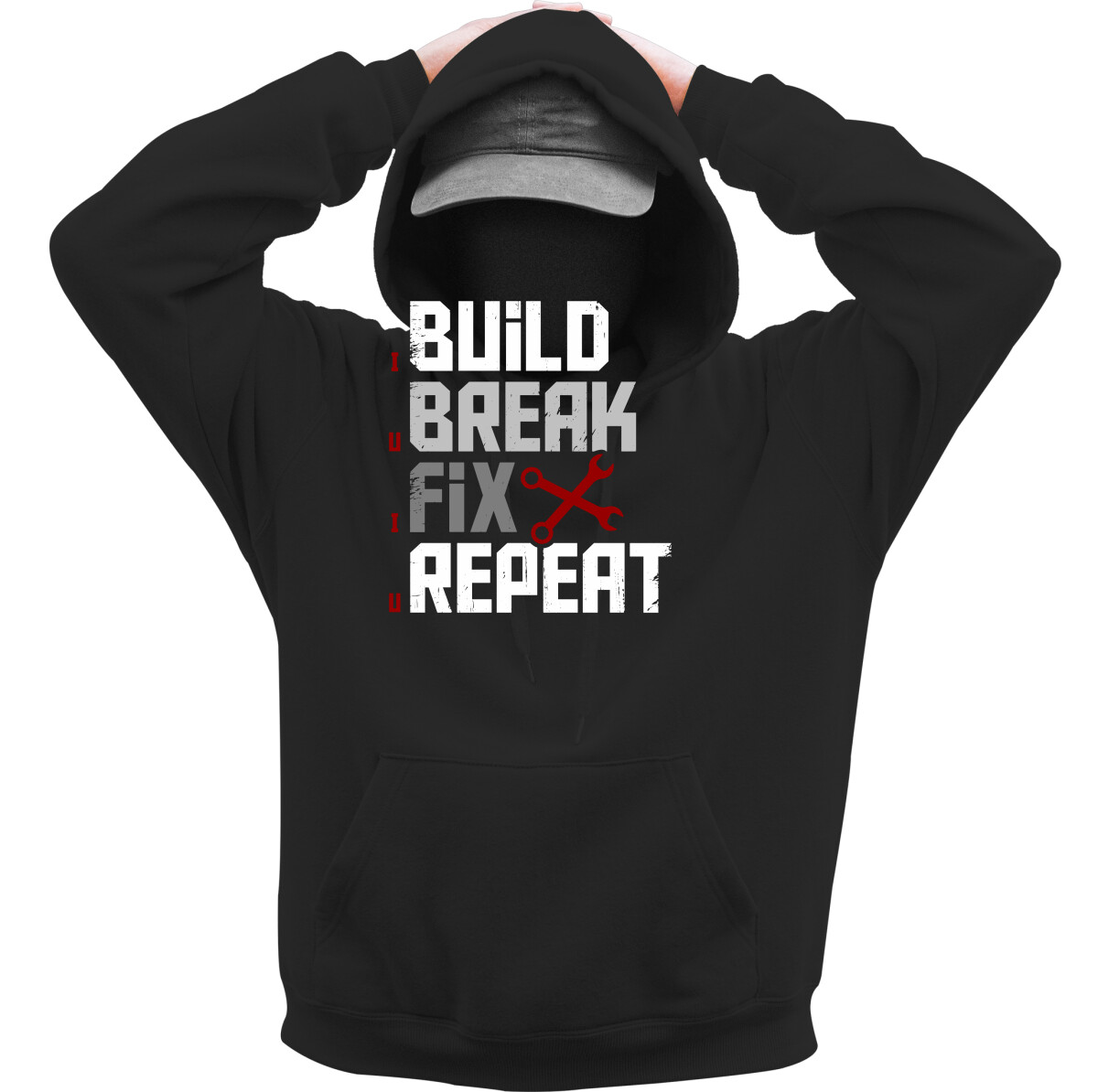 Kapucnis belebújós pulóver