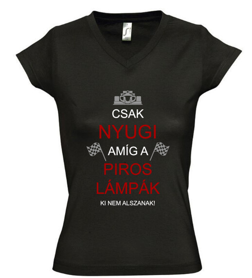 Női V nyakú póló