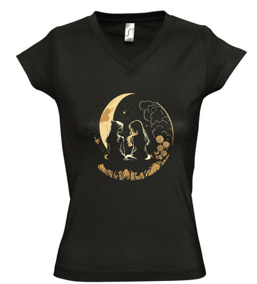 Női V nyakú póló