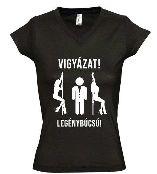 Női V nyakú póló