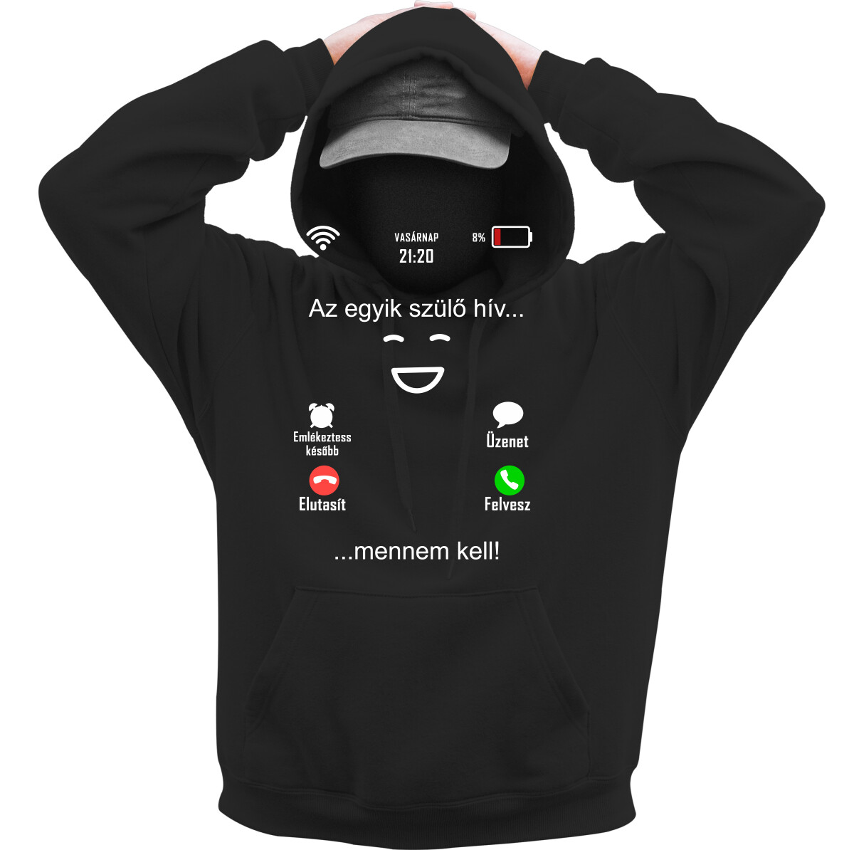 Kapucnis belebújós pulóver