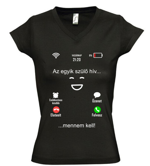 Női V nyakú póló