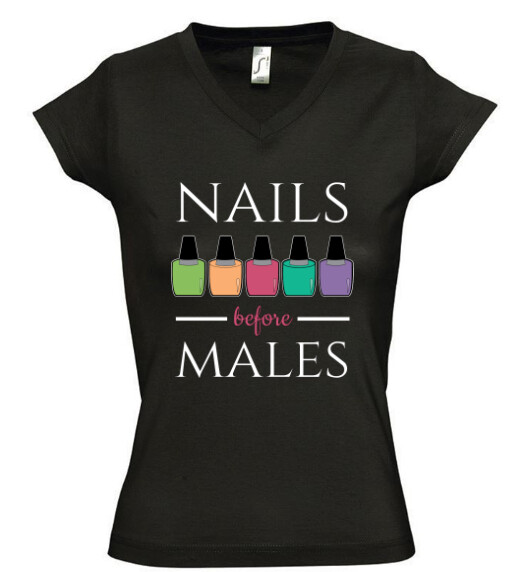 Női V nyakú póló