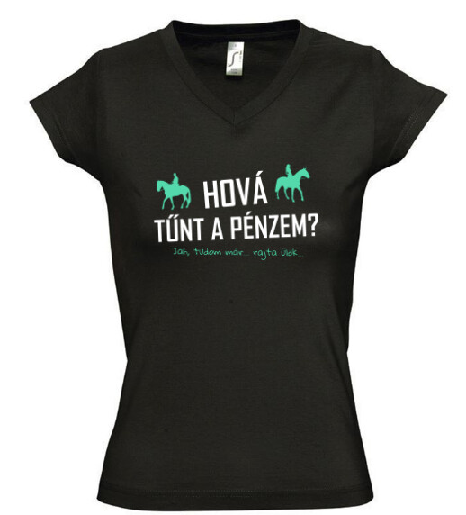 Női V nyakú póló