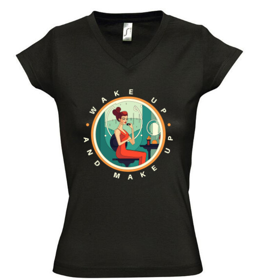 Női V nyakú póló