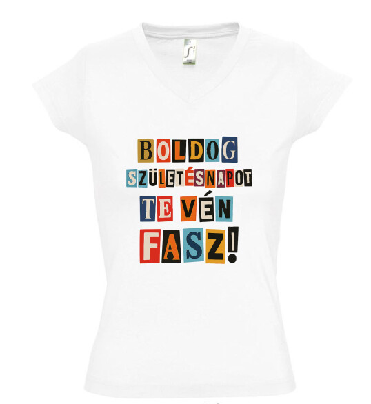 Női V nyakú póló