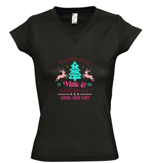 Női V nyakú póló