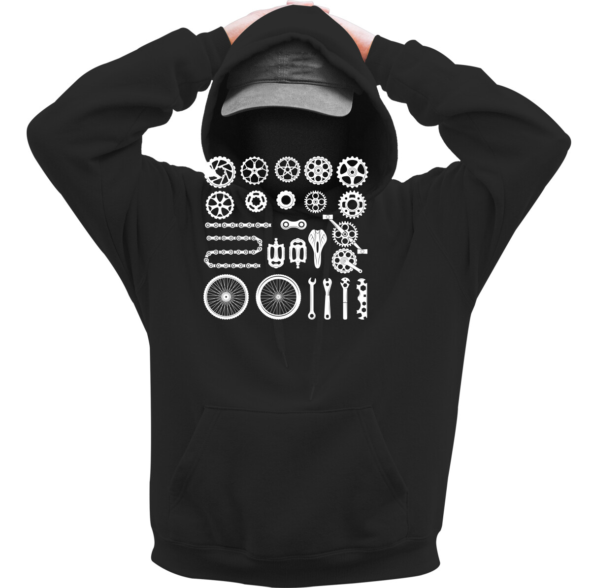 Kapucnis belebújós pulóver