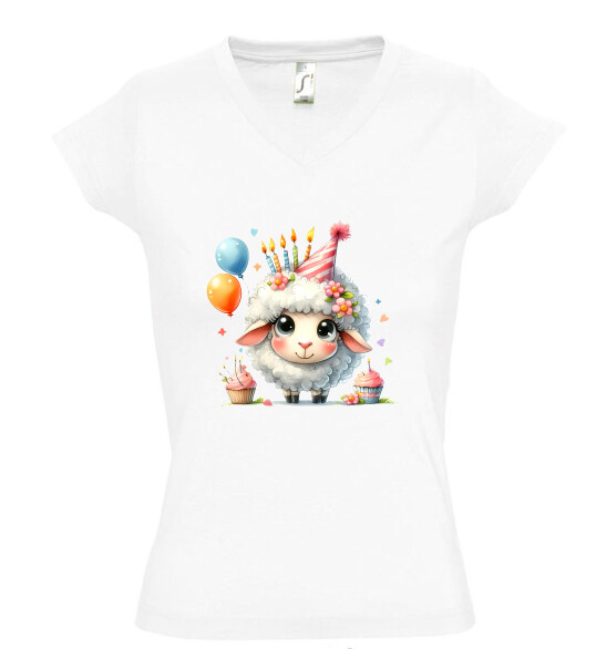 Női V nyakú póló