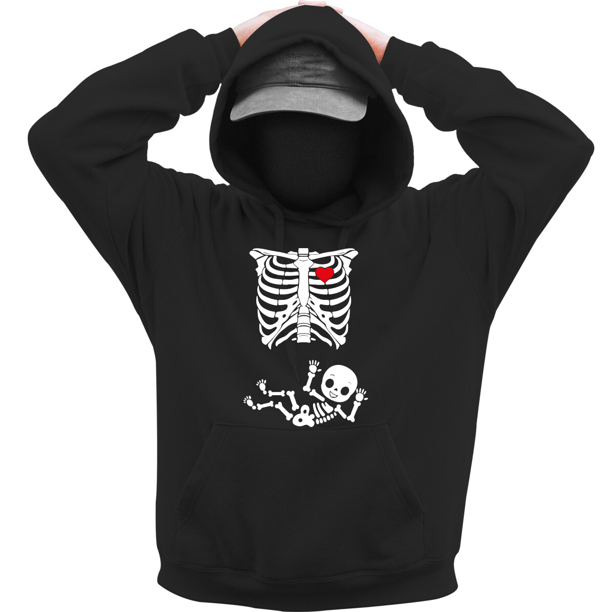 Kapucnis belebújós pulóver