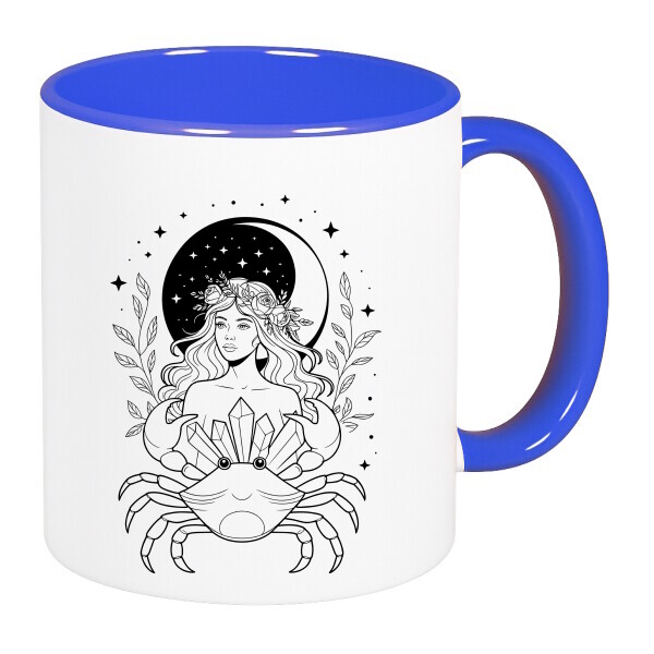 Színes fülű és belsejű bögre