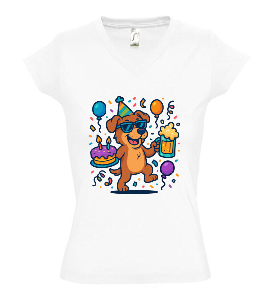 Női V nyakú póló