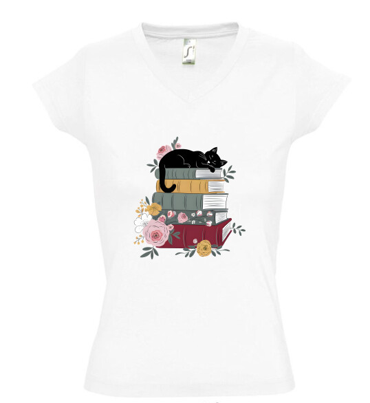 Női V nyakú póló