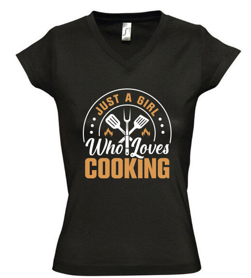 Női V nyakú póló