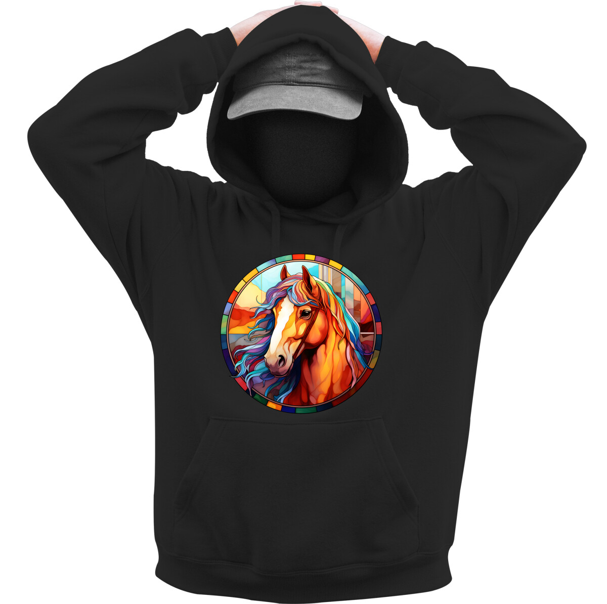 Kapucnis belebújós pulóver